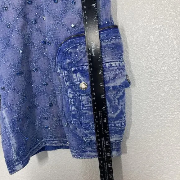 Vicious Authentic Denim Shorts Mens 36 Blue Embellished Cargo Studded Streetwear